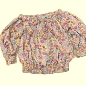 Cupcakes and Cashmere Womens Sz M Peasant Blouse Fall Floral Cottagecore Boho​​